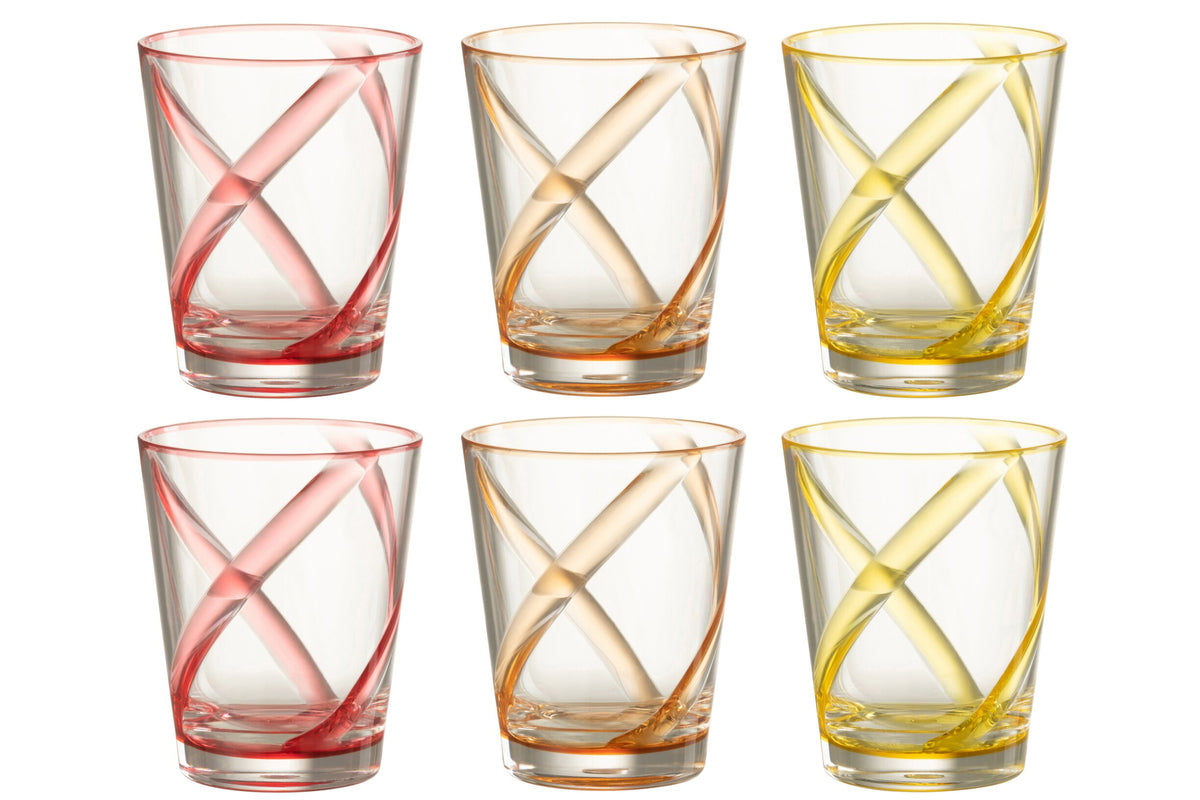 J-Line Wasserglas 44 Cl Bruchsicher Linien Sortiert – 6 Stück