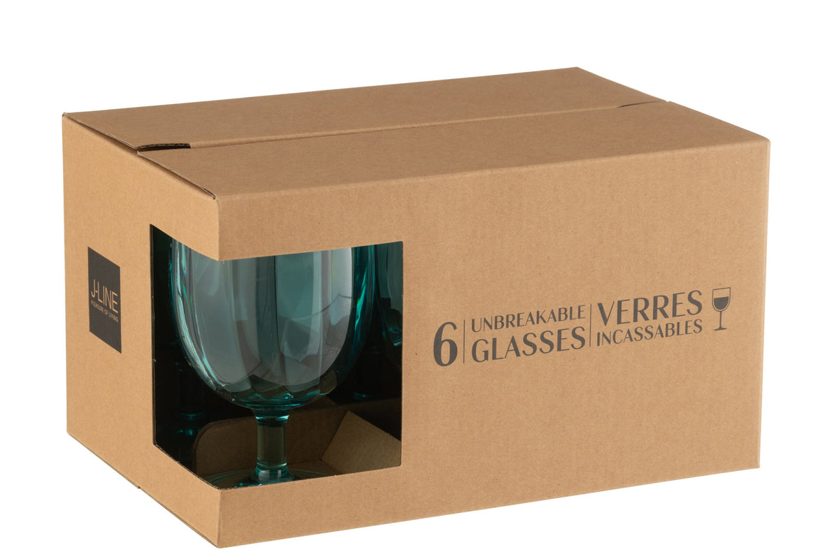 J-Line Weinglas 31 Cl Bruchsicher Blau – 6 Stück