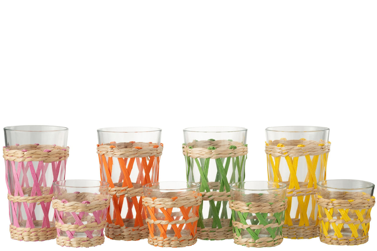 J-Line verres à eau 45 cl tressés grands assortis – 4 pièces