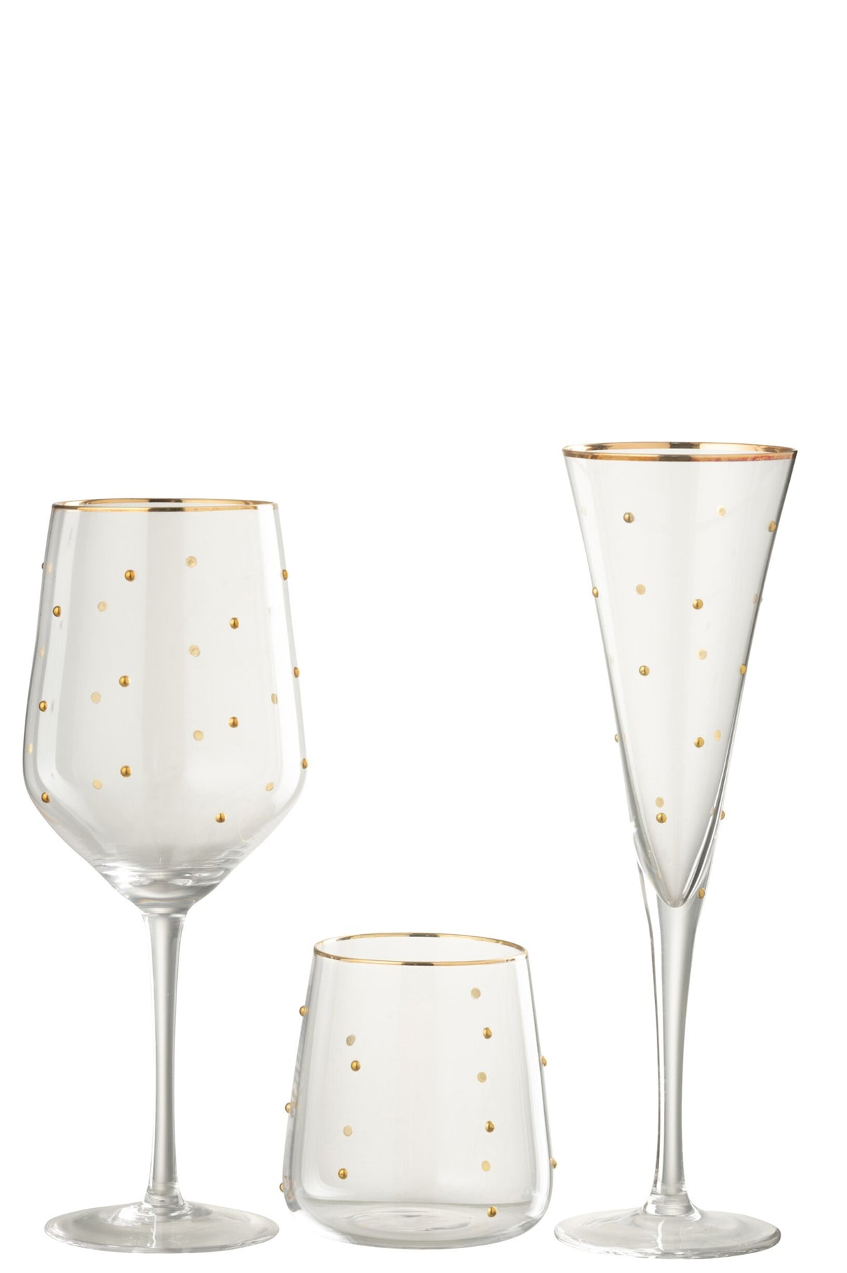 J-Line Champagnerglas 23,6 cl mit Punkten, transparent/goldfarben