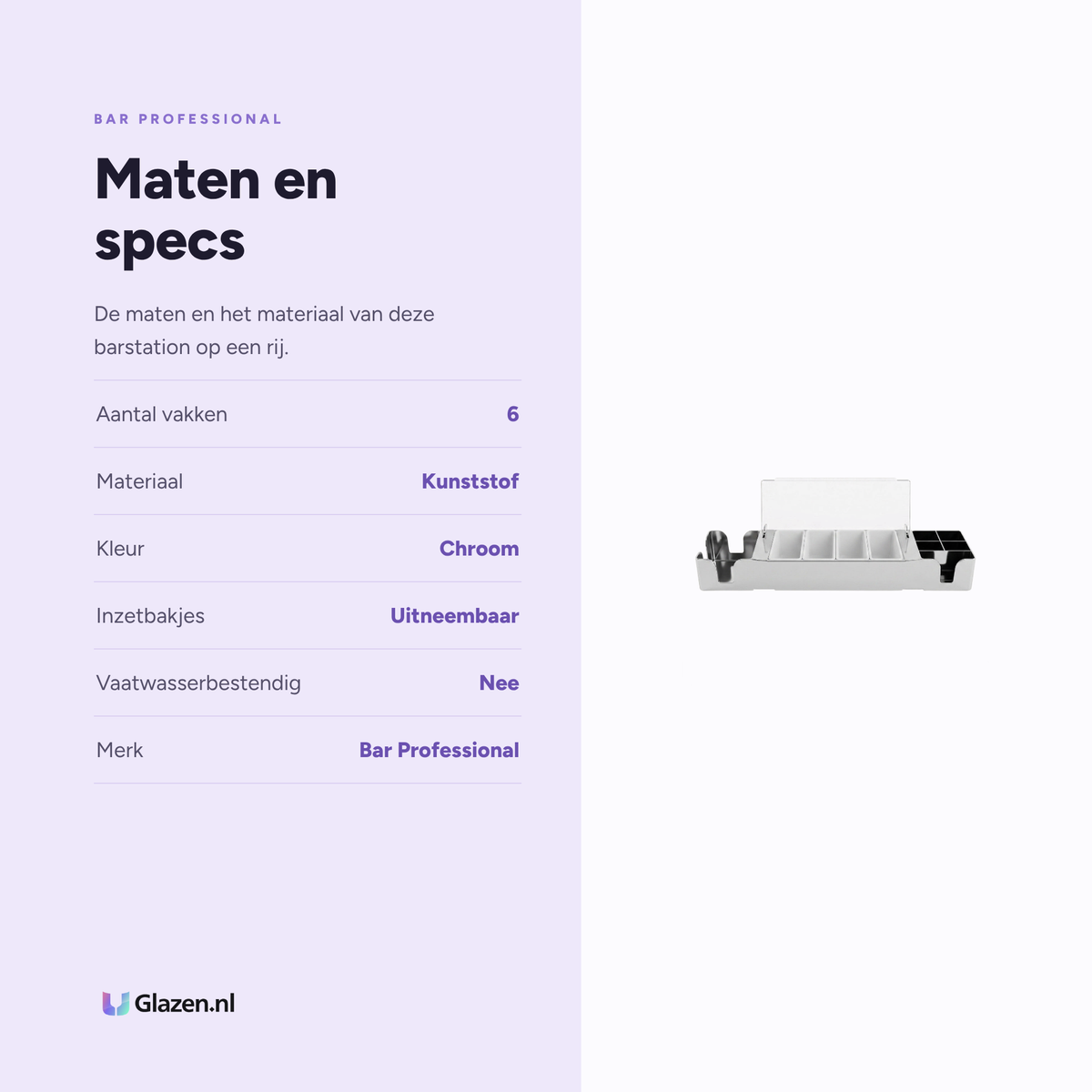 Maten en specificaties van de Bar Professional Barstation Condimentenhouder Chroom