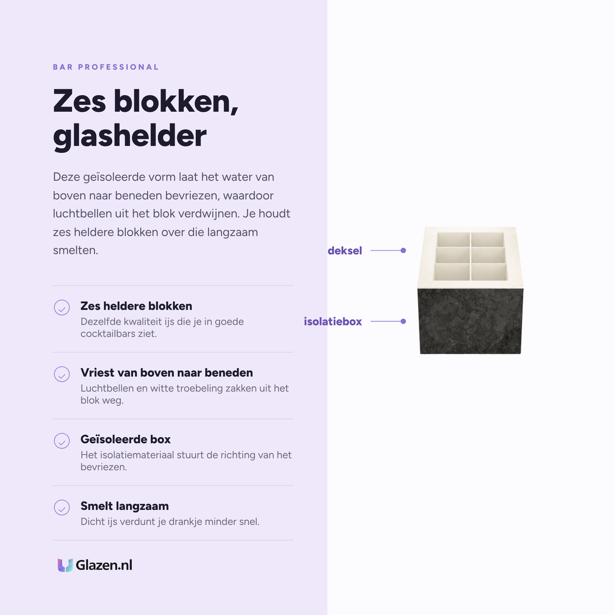 Eigenschappen van de Bar Professional Clear Ice Box IJsblokjesvorm 6 Blokjes
