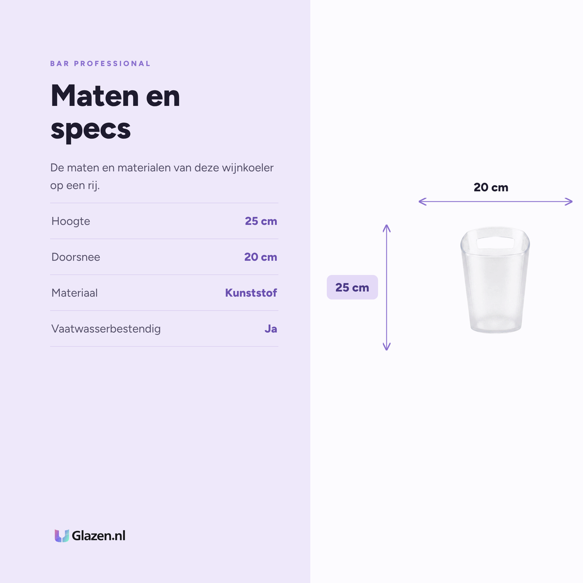 Bar Professional Event Wijnkoeler Kunststof 25 Cm maten en specificaties - Glazen.nl