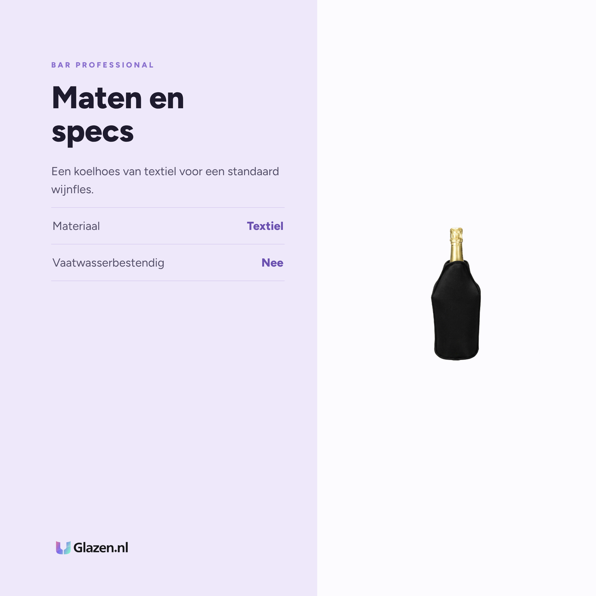 Maten en specs van de Bar Professional Fresh Up Wijnkoeler Zwart