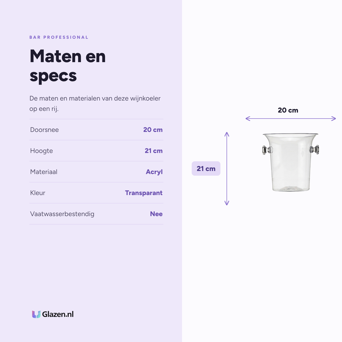 Bar Professional Grande Reserve Wijnkoeler Transparant 20 Cm maten en specificaties - Glazen.nl
