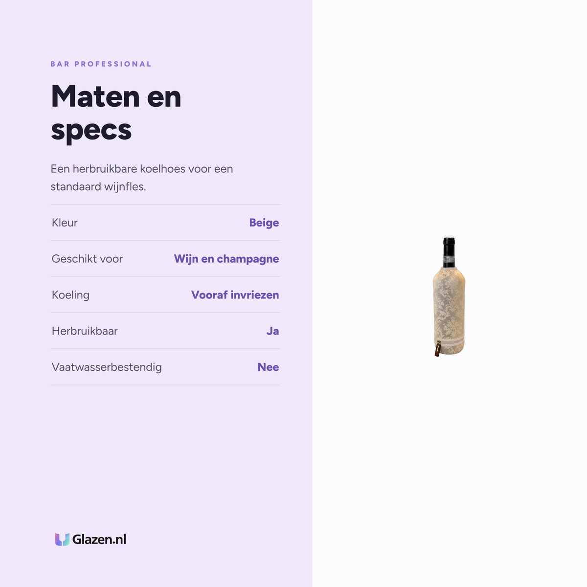 Maten en specificaties van Bar Professional Wijnkoelhoes Beige