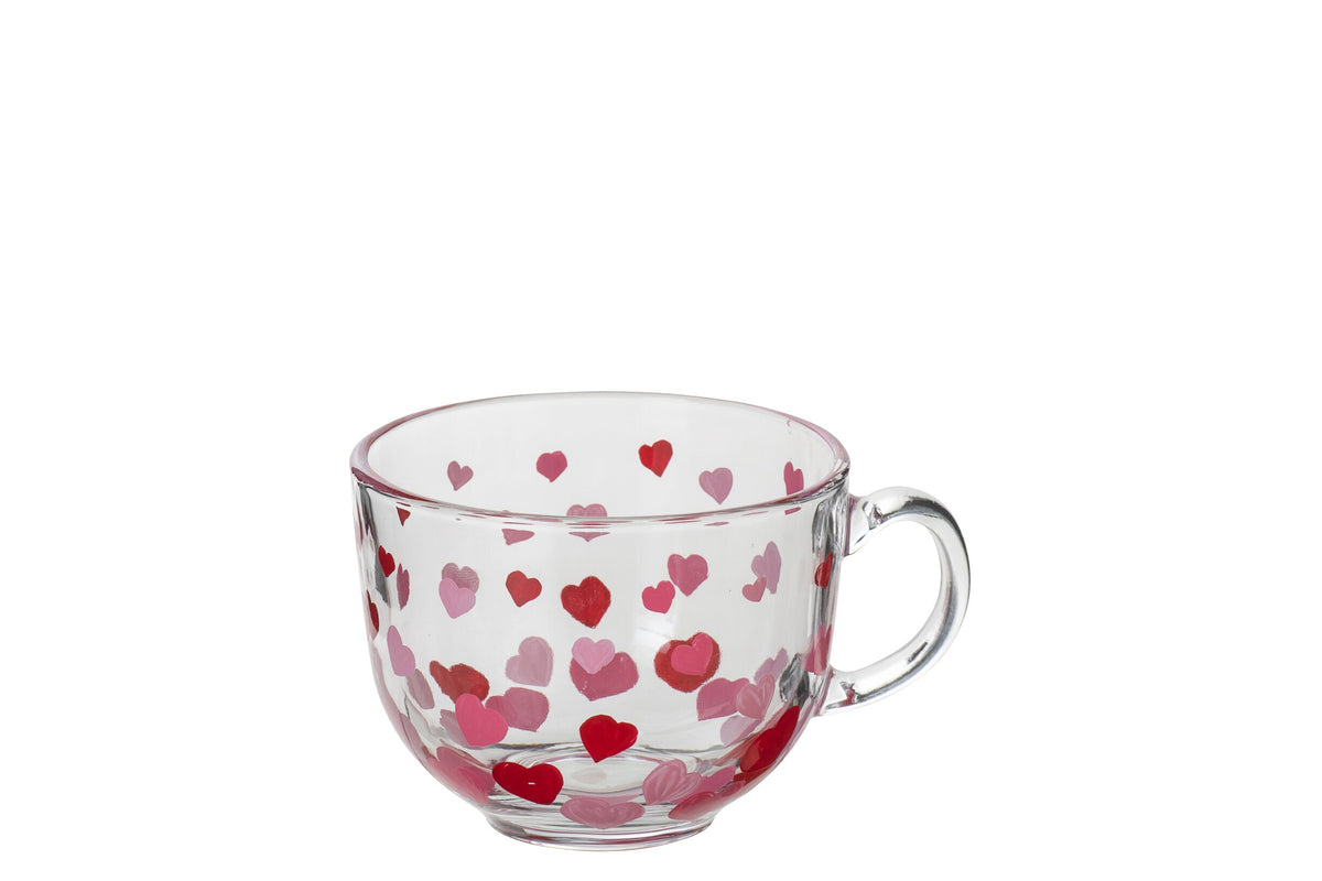 J-Line Wasserglas Herz Rot/Rosa