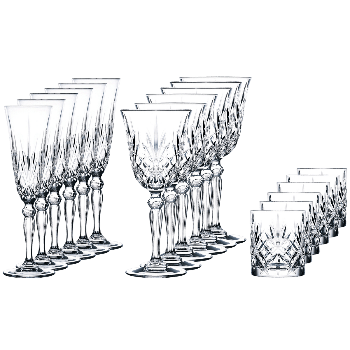 RCR Melodia Glazenset 18 - Delig (Wijnglazen - Champagneglazen - Tumblers) - Glazen.nl
