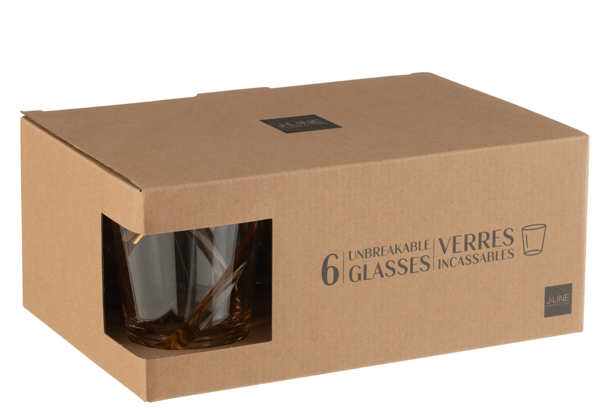 J-Line Wasserglas 44 Cl Bruchsicher Linien Sortiert – 6 Stück
