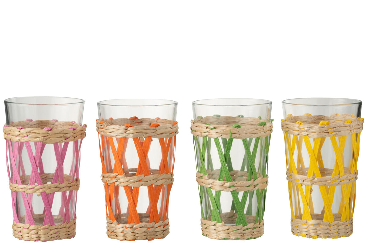 J-Line verres à eau 45 cl tressés grands assortis – 4 pièces