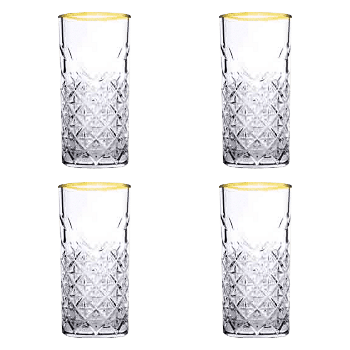 Pasabahce Timeless Longdrinkglas 45 Cl Gouden Rand - 4 Stuks - Glazen.nl