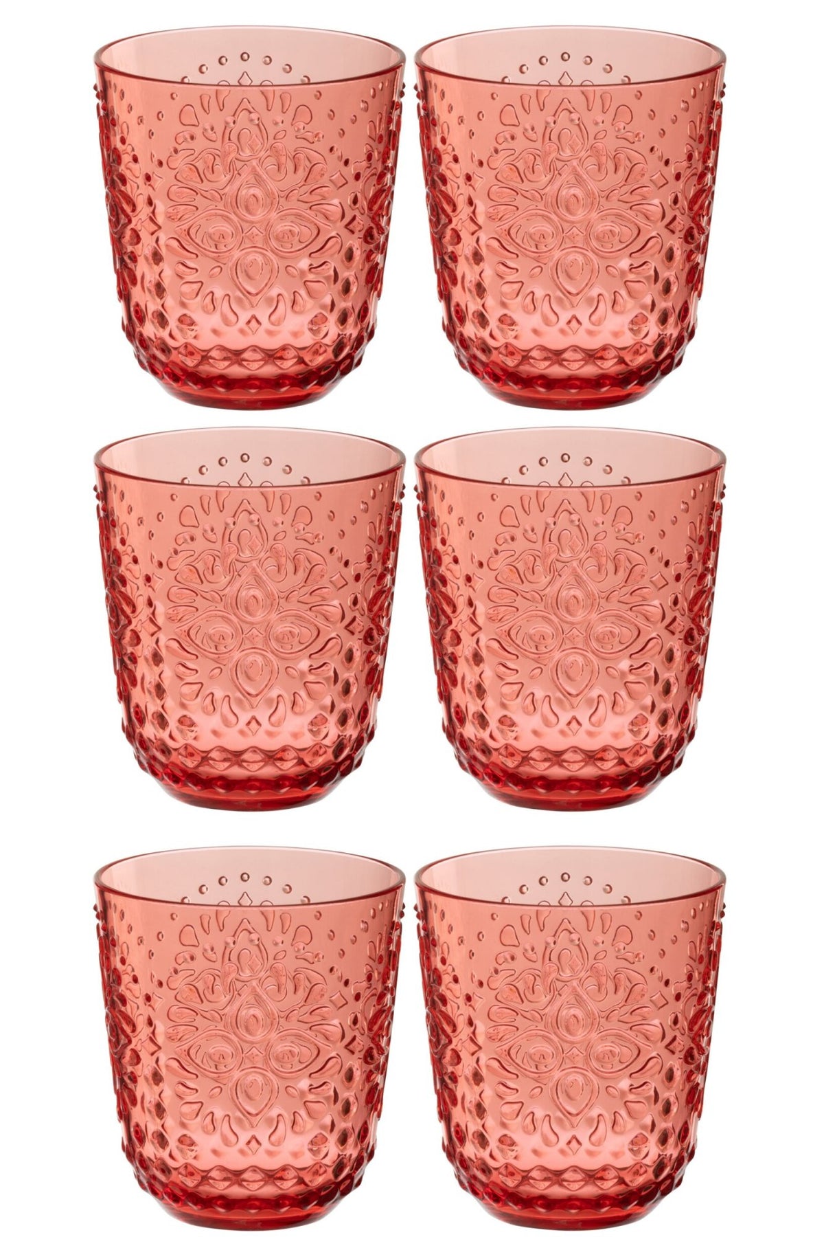 J-Line Wasserglas 47,3 Cl Unzerbrechlich Rot – 6 Stück