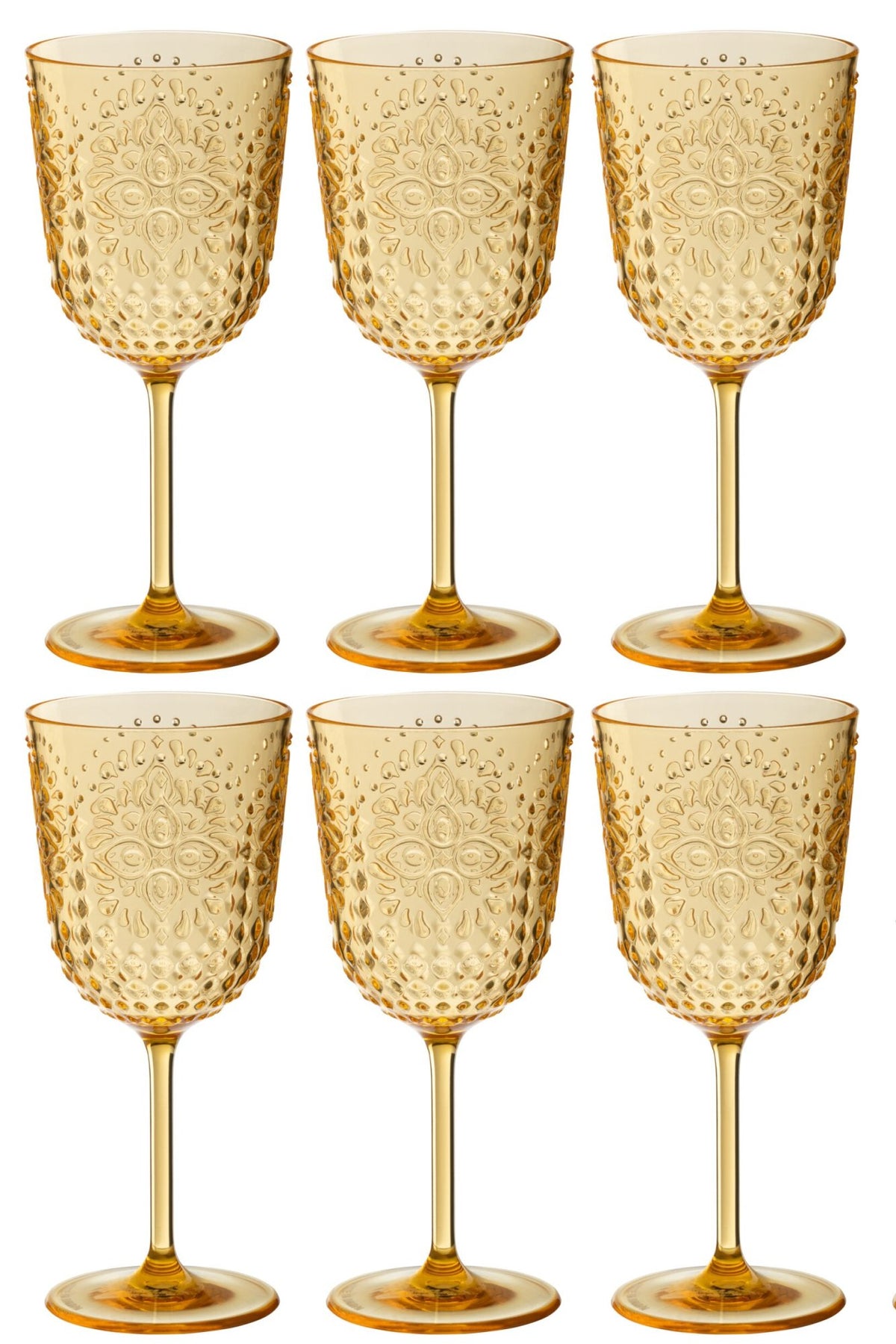 J-Line Weinglas 41,4 Cl Kunststoff Gelb - 6 Stück