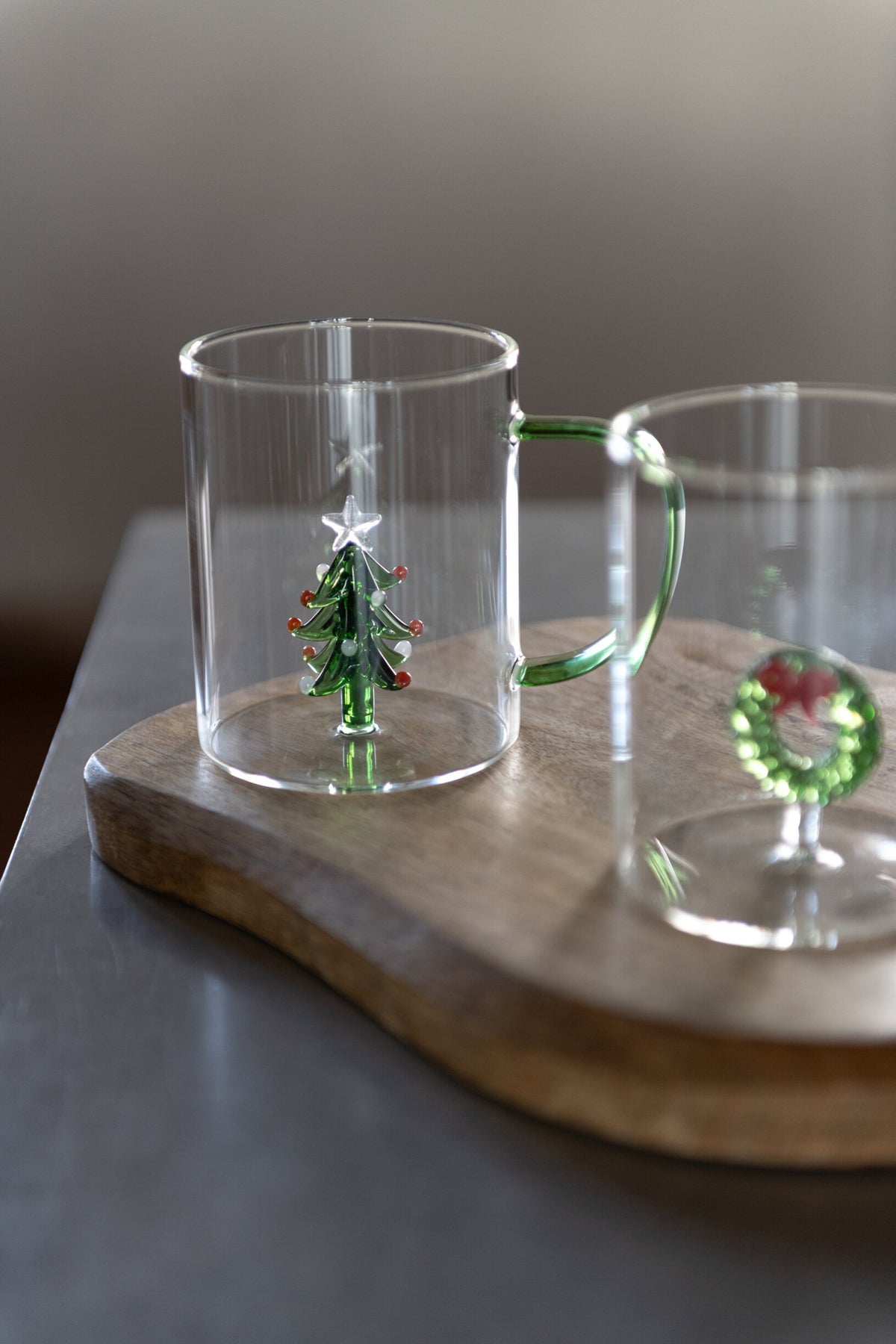J-Line Verre à eau 42 Cl sapin de Noël transparent/assorti