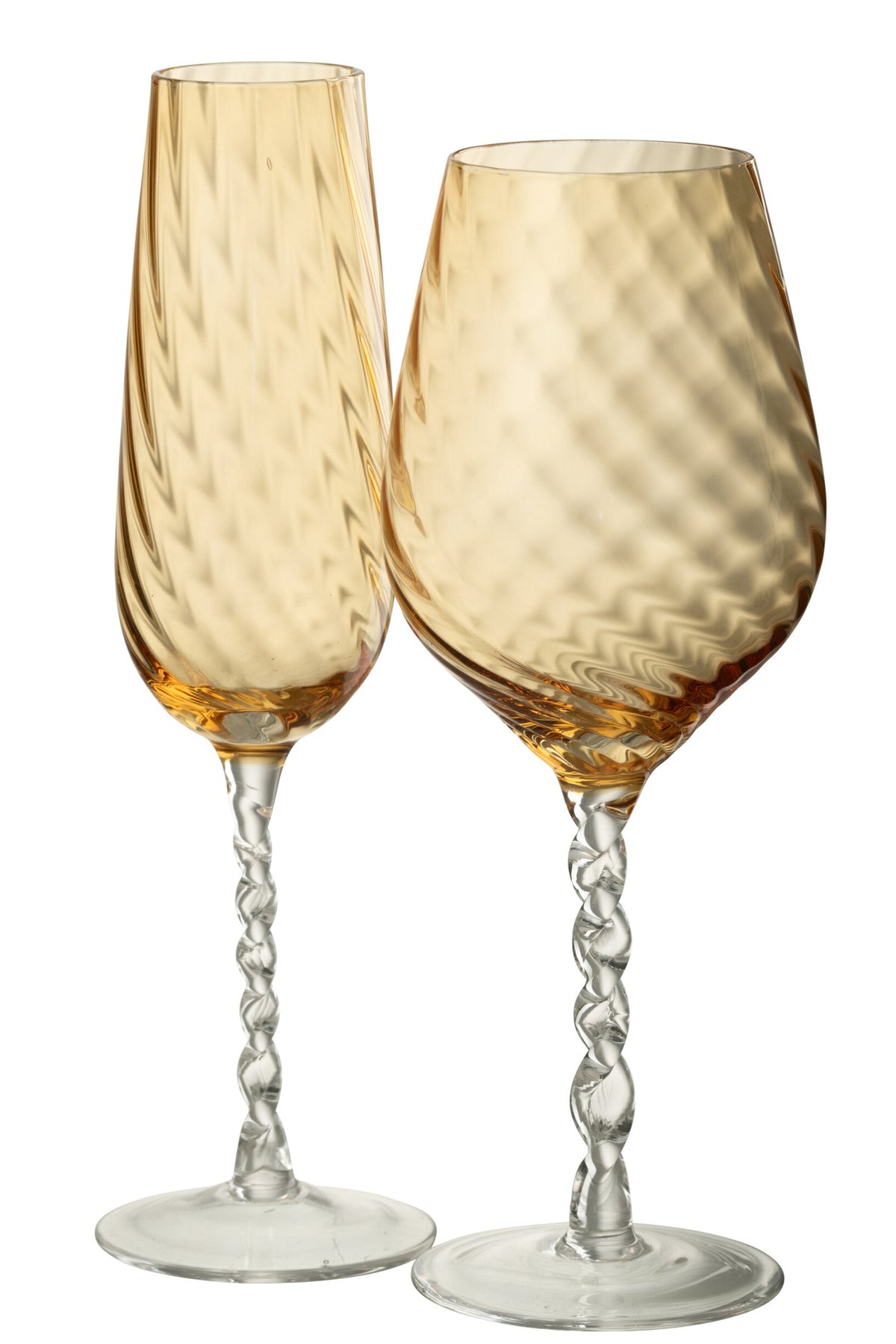 J-Line Gestreiftes Champagnerglas Karamell