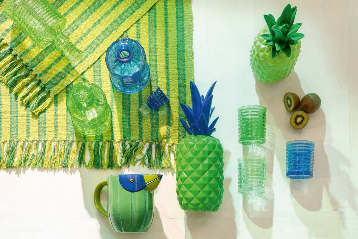 J-Line Ribbed Light Green Water Glass, 28 cl