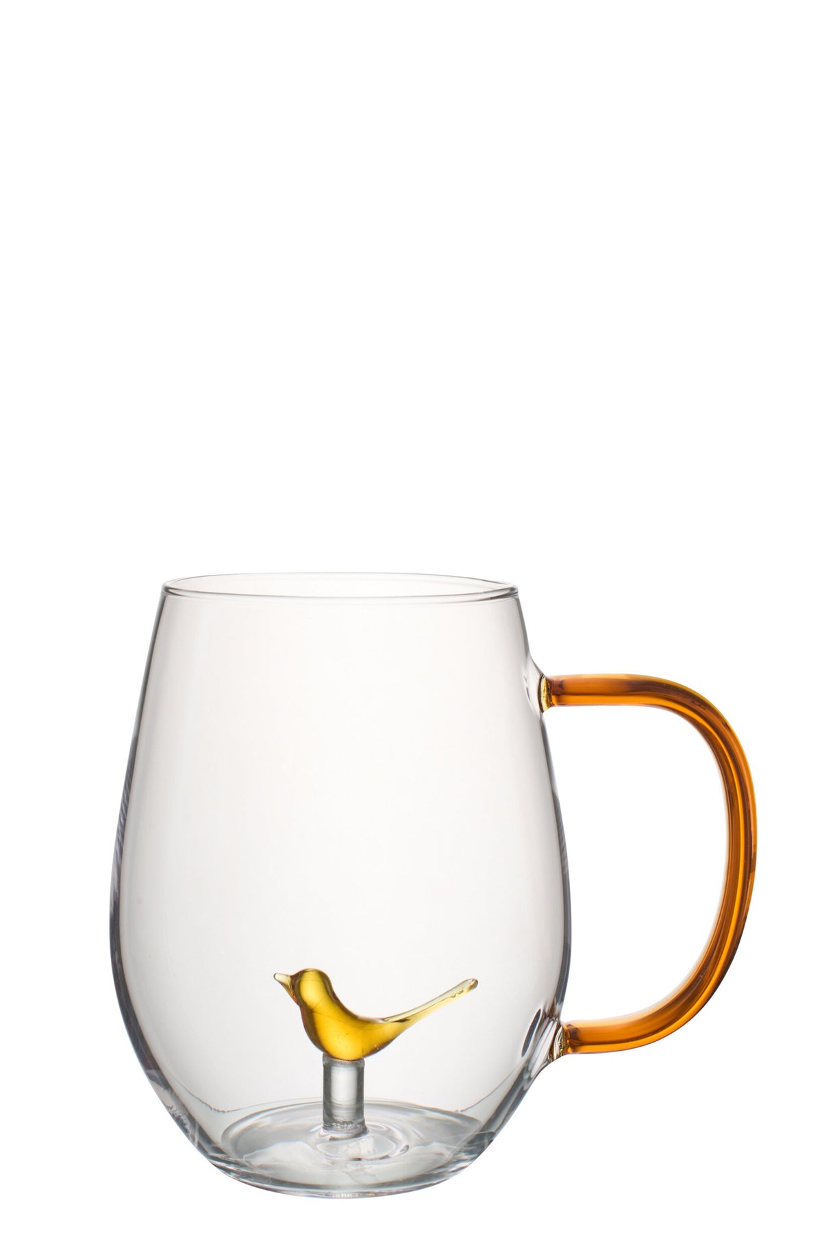 J-Line verre à eau 35 cl Oiseau avec anse ocre jaune/transparent