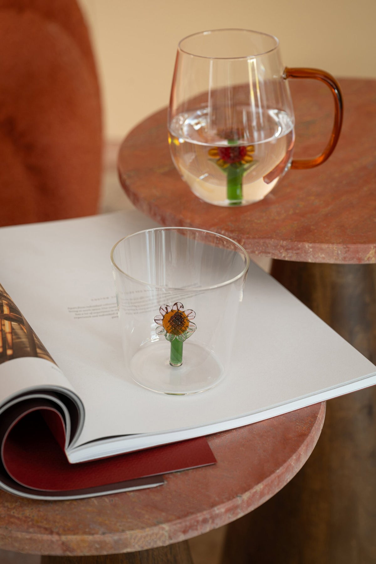 J-Line Wasserglas 30 cl Sonnenblume, sortiert