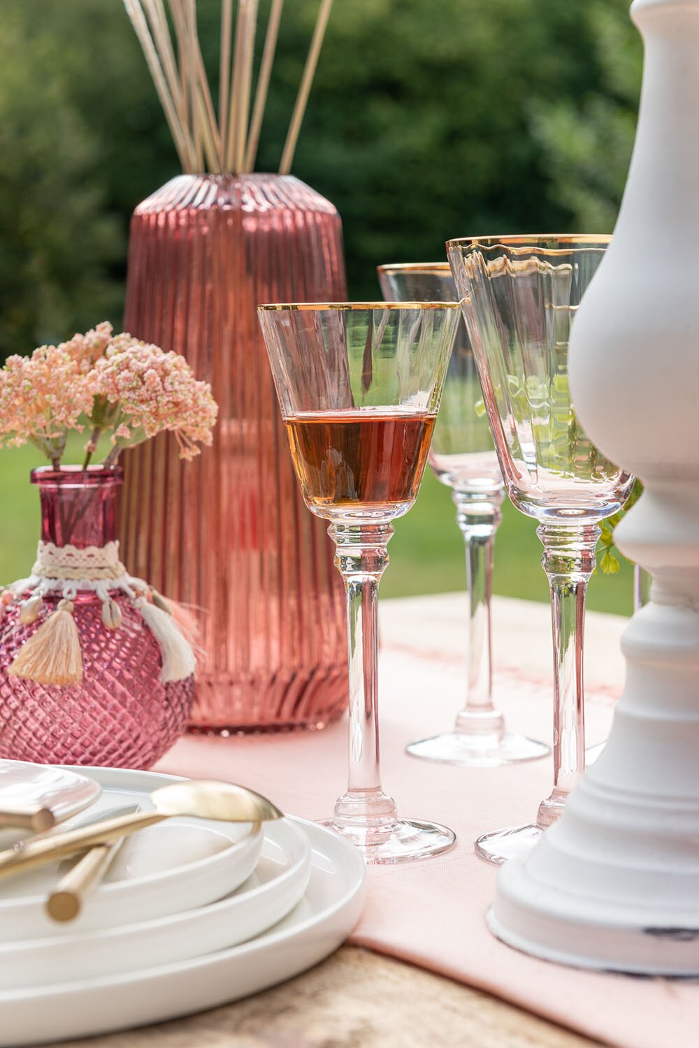 J-Line Weißweinglas 20 cl Goldrand Transparent/Gold