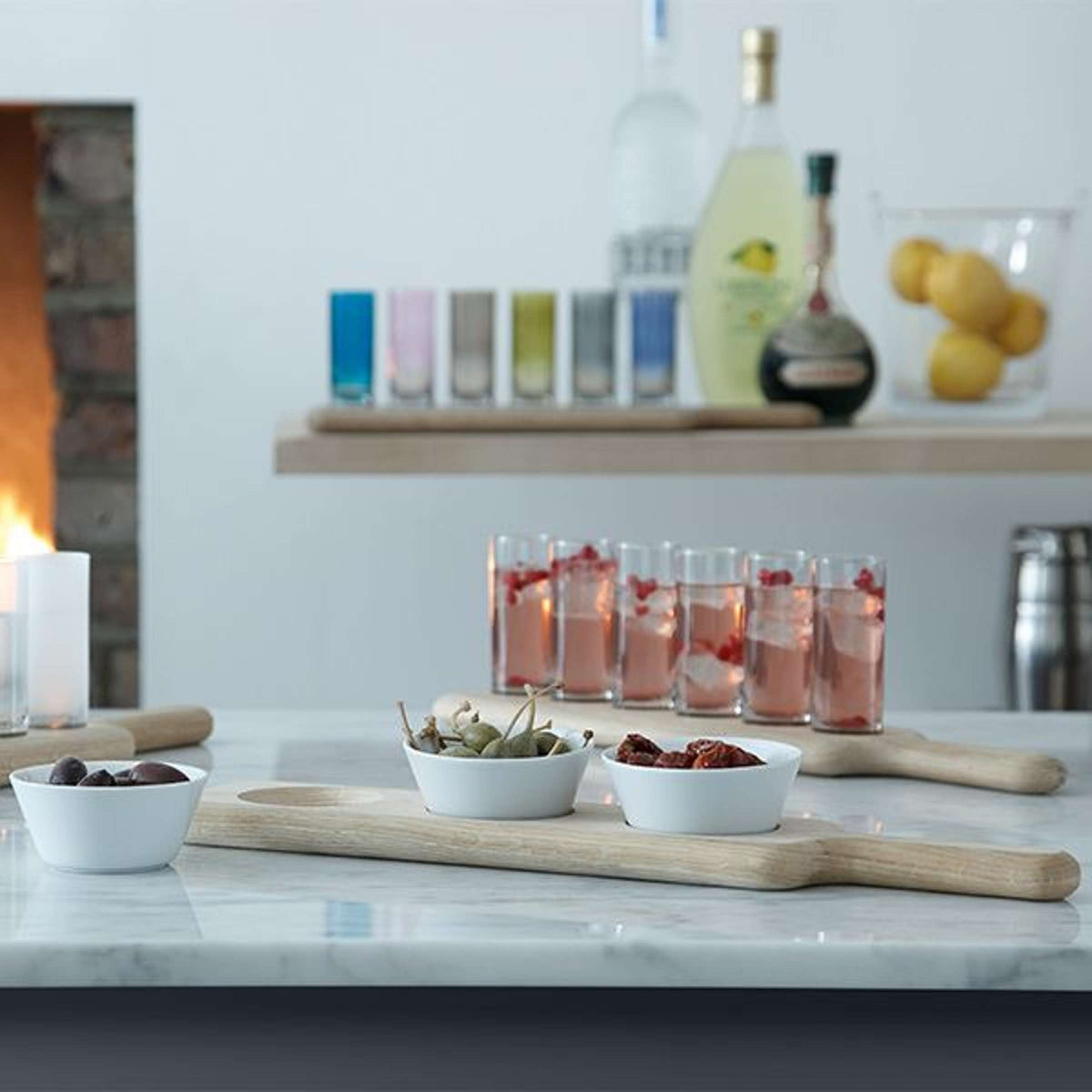 L.S.A. Set de verres à vodka Paddle avec planche de service - 6 pièces