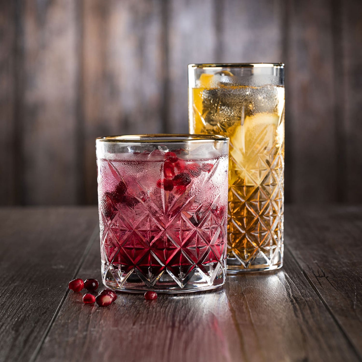 Pasabahce Timeless Tumbler 35,5 Cl Gouden Rand - 4 Stuks - Glazen.nl