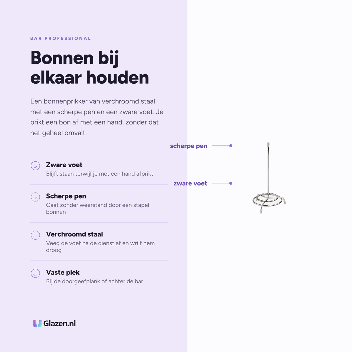 Eigenschappen van de Bar Professional Bonnenprikker Chroom