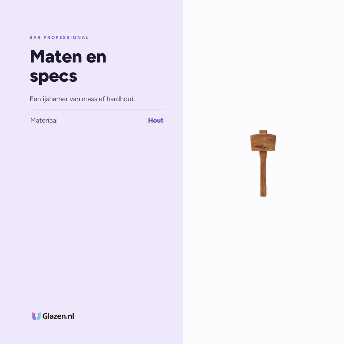 Maten en specs van de Bar Professional IJshamer Hout