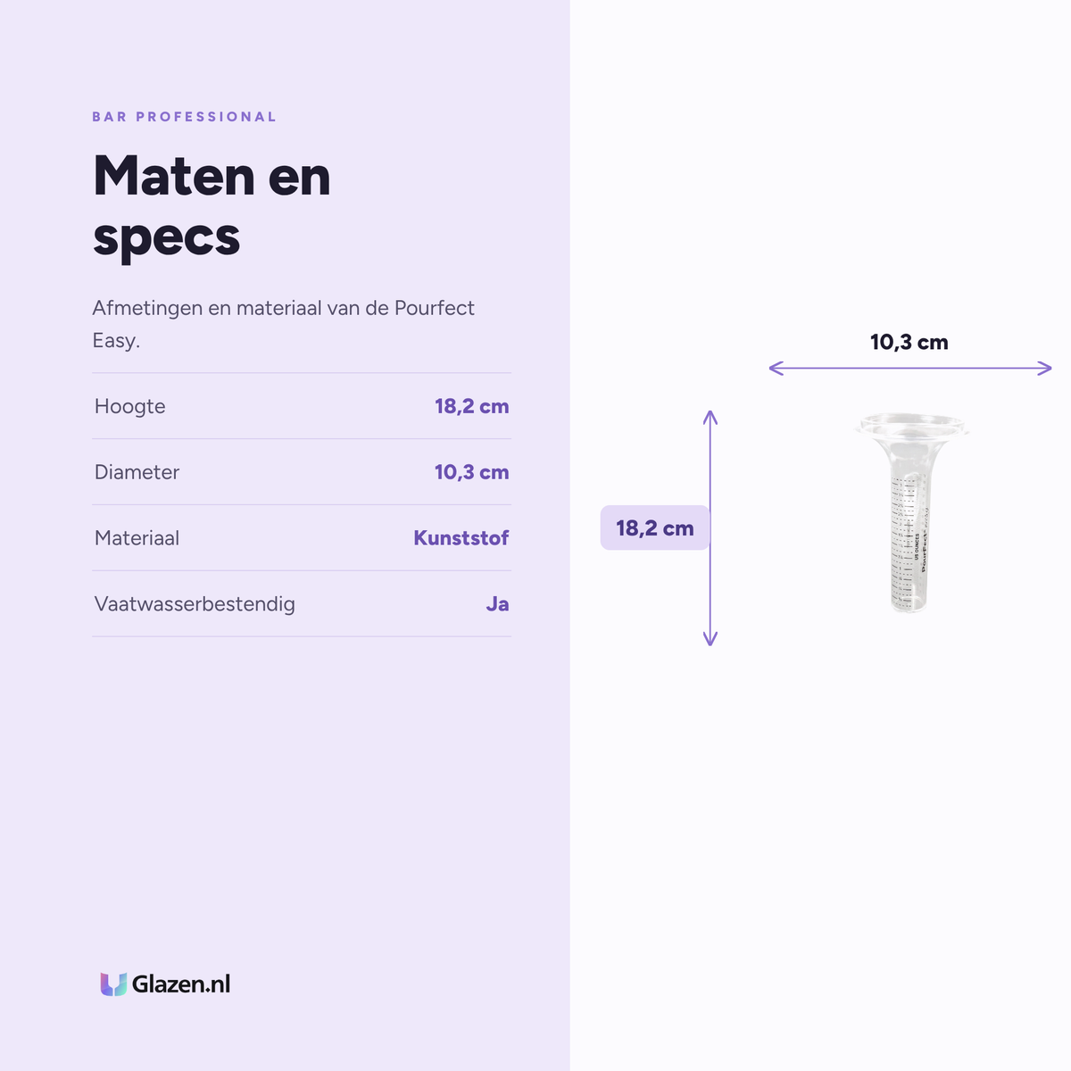 Maten en specificaties van Bar Professional Pourfect Easy Schenkmaat Transparant