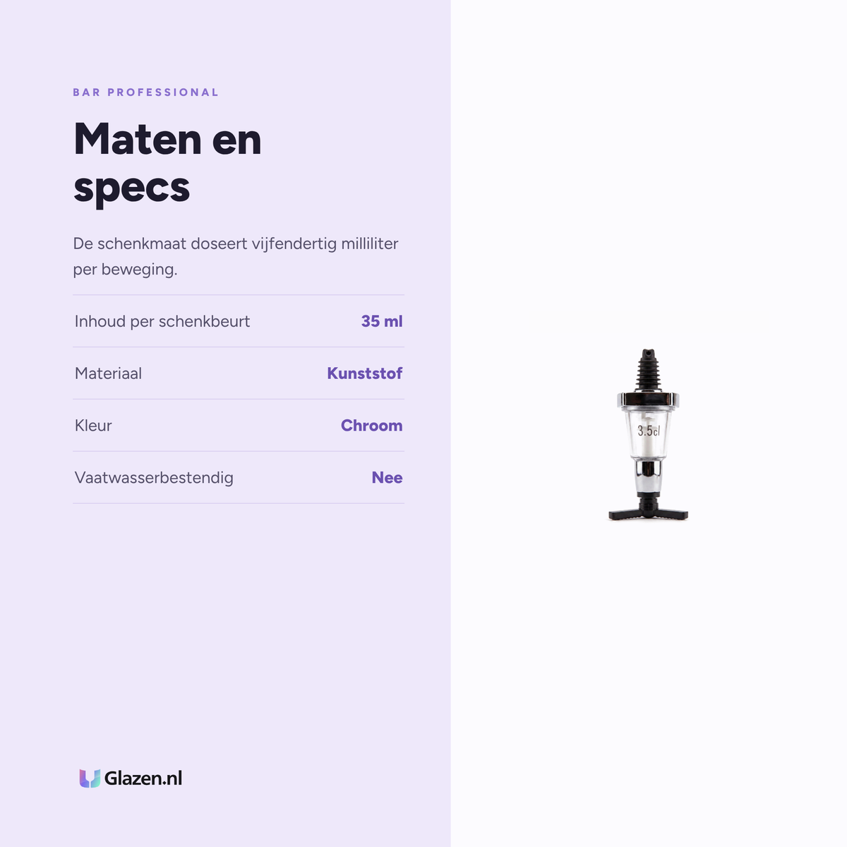 Maten en specificaties van Schenkmaat Chroom 35 Ml van Bar Professional