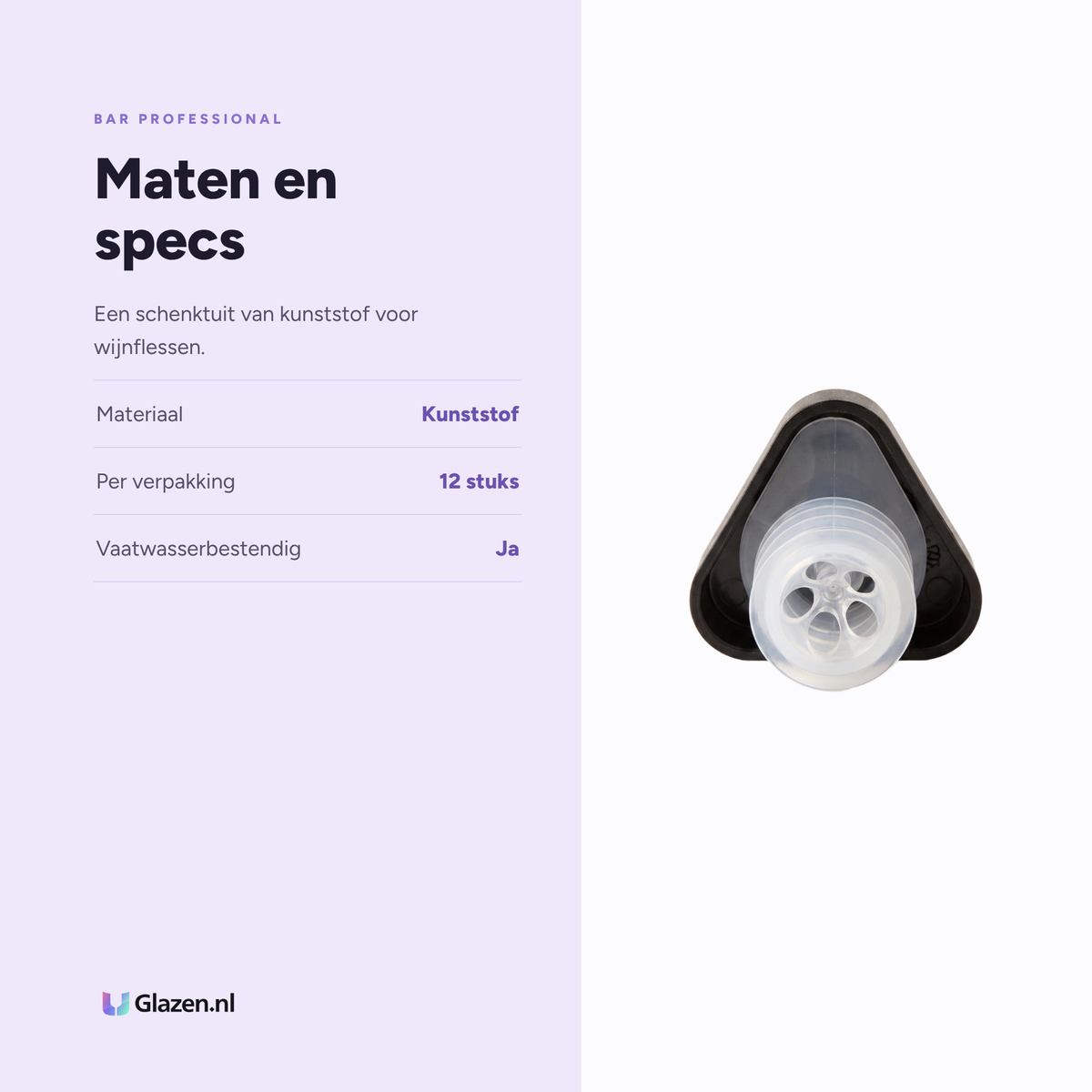 Maten en specs van de Bar Professional Slo-Flo Wijnschenktuit Zwart