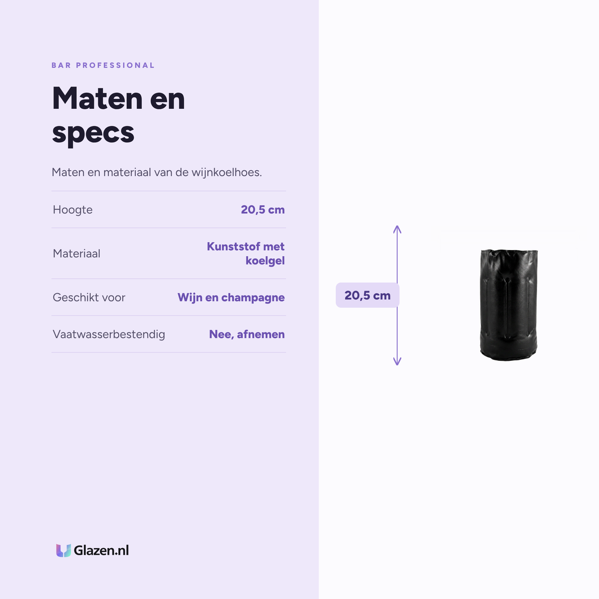 Maten en specificaties van Bar Professional Wijnkoelhoes Zwart