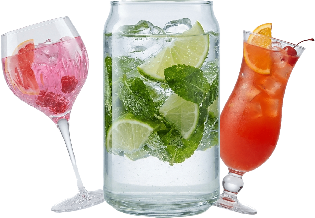 Waaier van drie cocktailglazen