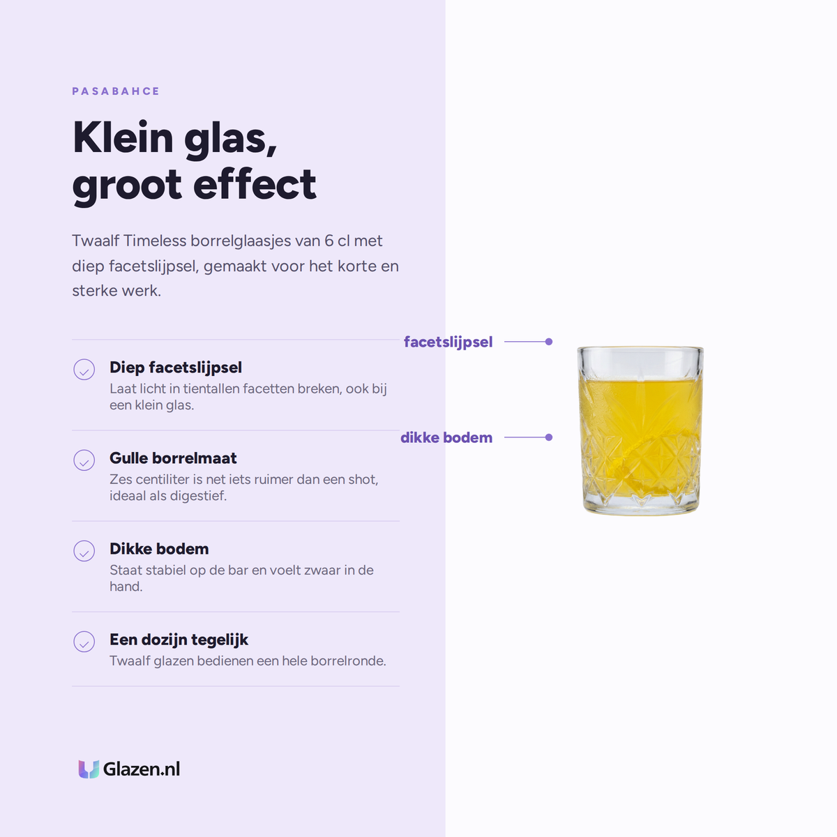 Pasabahce Timeless Borrelglas 6 Cl - 12 Stuks eigenschappen